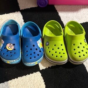Kids Blue and Green Crocs